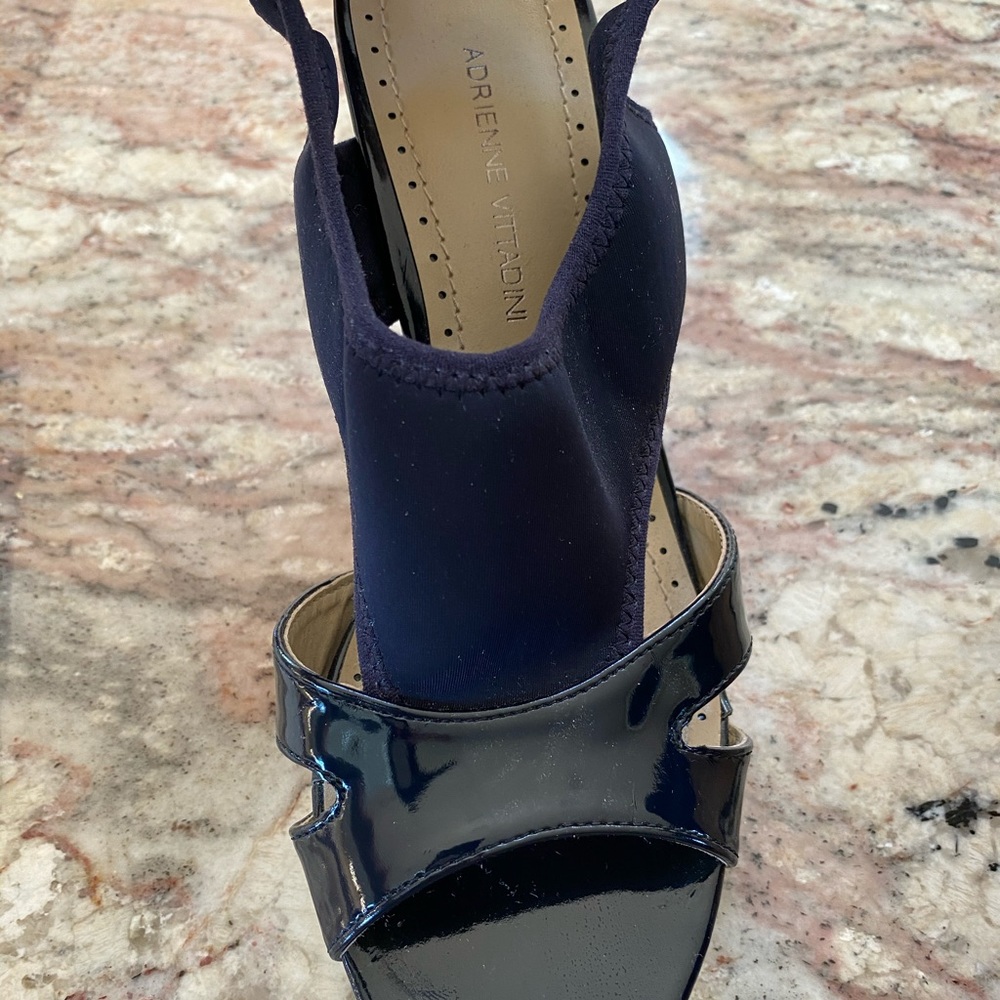 Navy sandals with cork heel